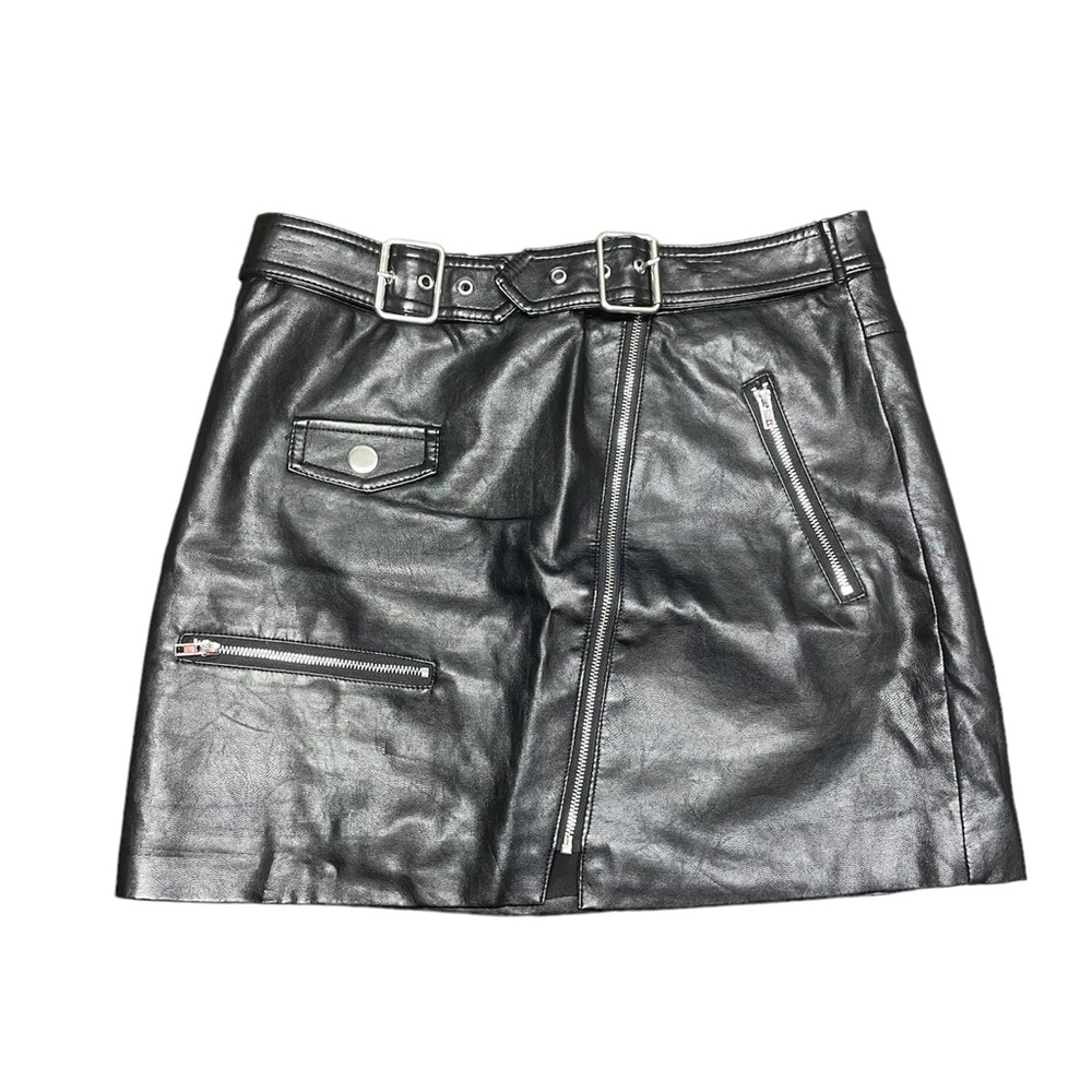 Forever 21 black pleather motorcycle skirt